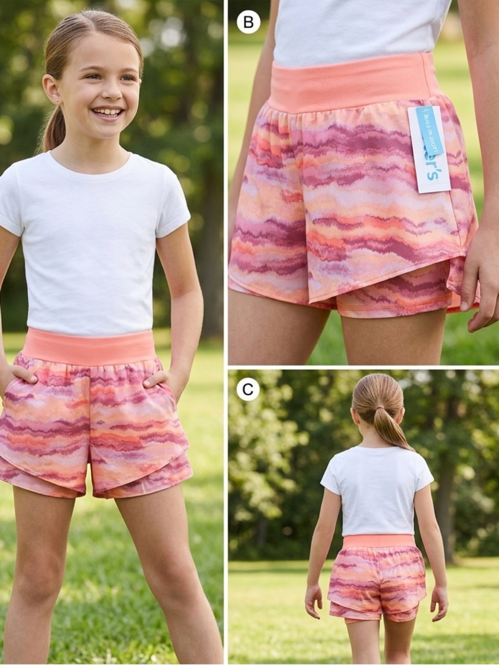 Carter's Orange and Coral Wave Print Athletic Shorts